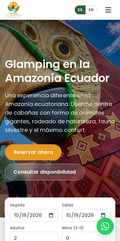 Animal Glamping: vista en celular