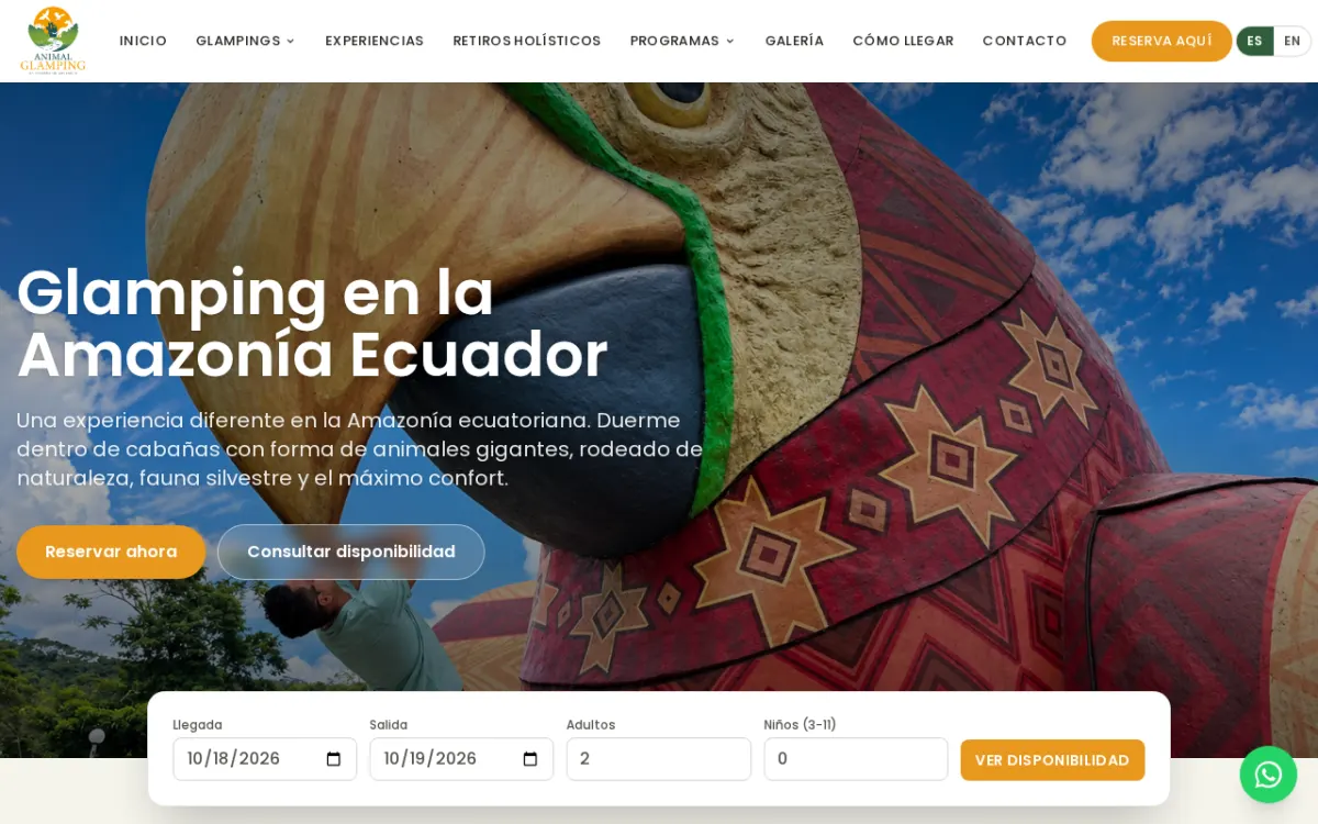 Animal Glamping: vista de escritorio