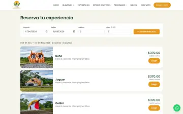 Buscador de disponibilidad con precios por cabaña