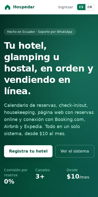 Hospedar: vista en celular