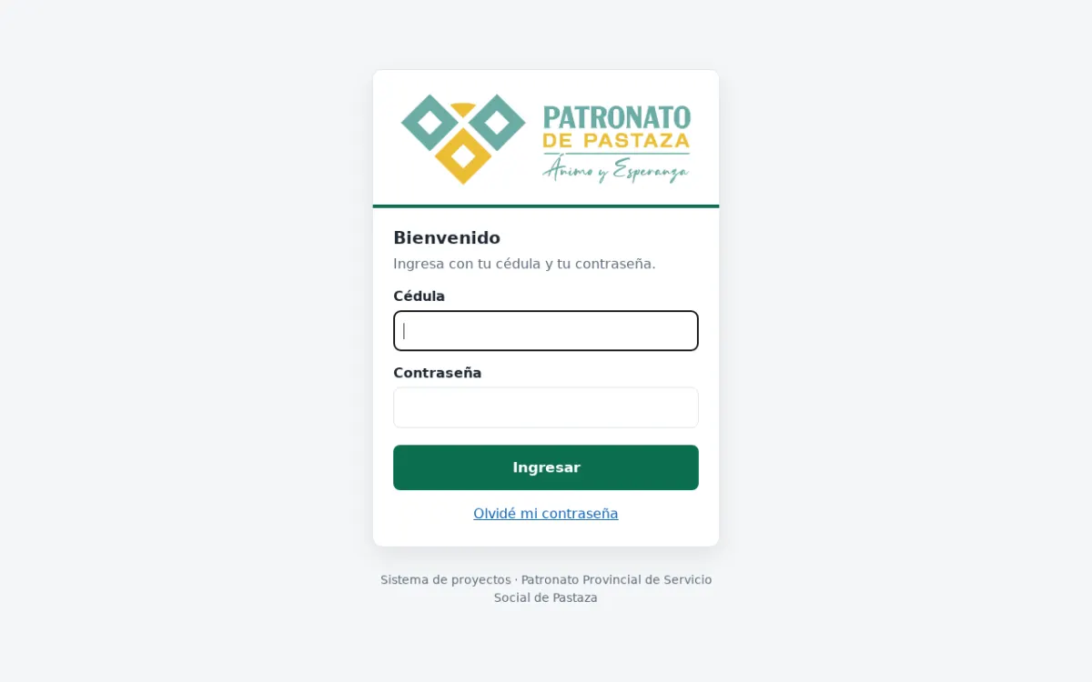 Sistema de proyectos del Patronato: vista de escritorio