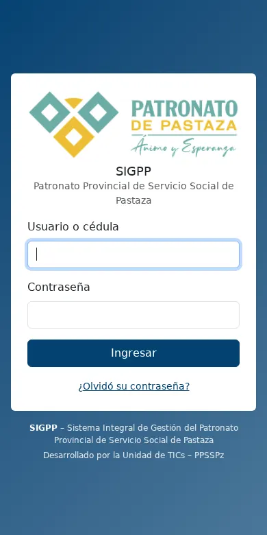 SIGPP: vista en celular