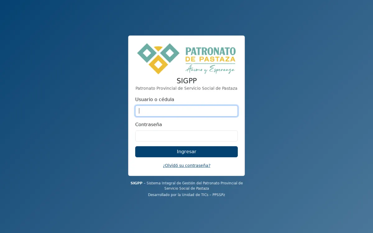 SIGPP: vista de escritorio